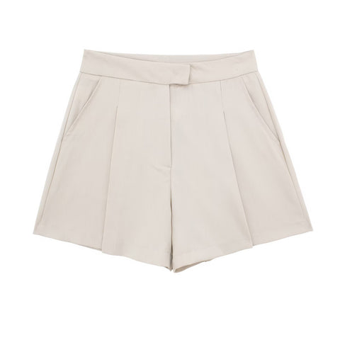 Sonicelife Women's Pleated High Waisted Shorts Minimalist Design Casual and Versatile Slimming Look New Short Pants