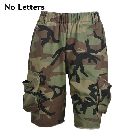 Sonicelife Fashion Women Camouflage Mid Shorts High Waist Mid-Sweatpants Letter Camo Multipocket Shorts Femme Party Cool Baggy Cargo Shorts