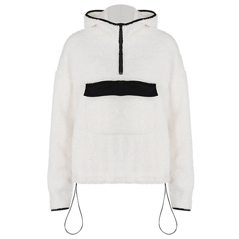 christmas outfit Sonicelife Lamb Wool Oversized Hooded Sweater