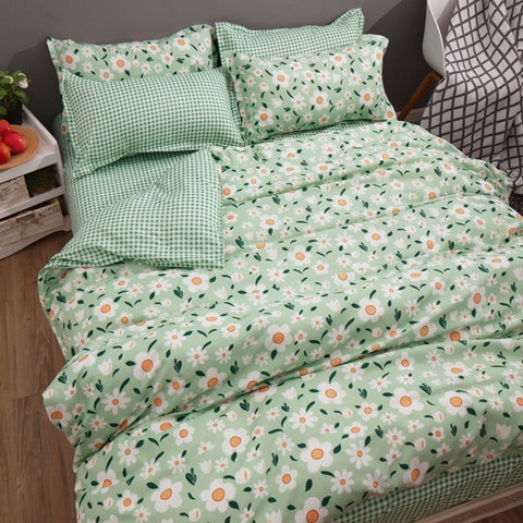 Sonicelife Fashion Duvet Cover Set No Filler Flat Sheet Pillowcases Boys Girls Cute Twin Queen Size Ins Spring New Bedding Linen