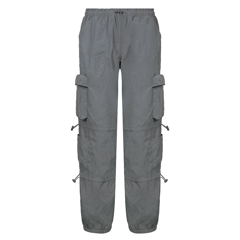 Sonicelife Low-rise Straight-leg Multi-pocket Overalls Pants