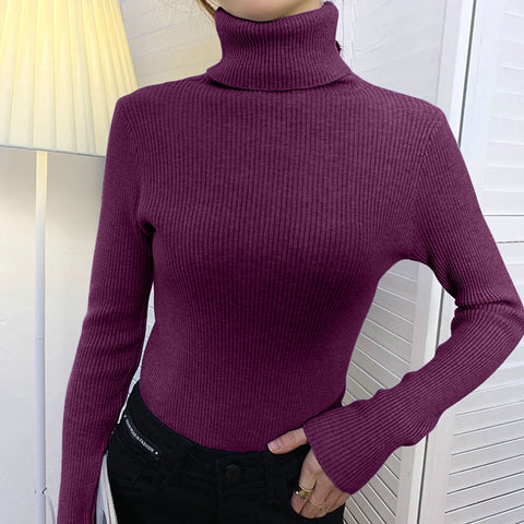 Sonicelife Women Fall Turtleneck Sweater Knitted Soft Pullovers Cashmere Jumpers Basic Soft Sweaters Female Basic Blouse New