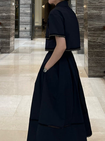 Sonicelife High Waist A-Line Skirt with Short Sleeve Top Set