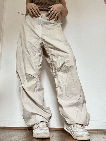 Sonicelife Drawstring Low Waist Baggy Cargo Pants