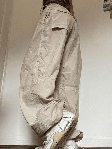 Sonicelife Drawstring Low Waist Baggy Cargo Pants