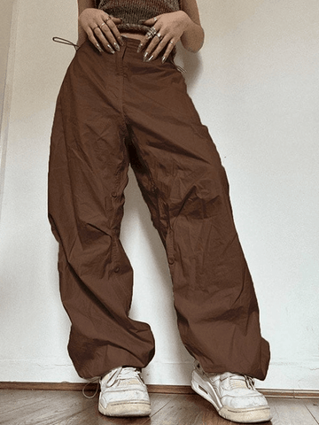 Sonicelife Drawstring Low Waist Baggy Cargo Pants