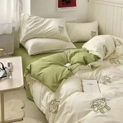 Sonicelife Ins Nordic Black Dot Bedding Set Flat Bed Sheet Duvet Cover Twin Full Queen Nordic Bed Linen Boy Girl Bedding Sets