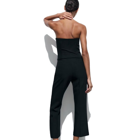 Sonicelife Women's Sleeveless Crepe Dress, Bra Jumpsuit, Open Design, Backless Front Slit, Fashionable and Sexy, Versatile, New