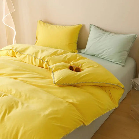 Sonicelife Ins Nordic Duvet Cover Set Quilt Set Korean Style Striped Bed Sheet Set For Girls Bedding Set For Bedroom