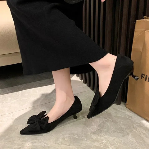 Sonicelife 2025  Spring Design Butterfly-knot Woman Pumps Pointed Toe Thin Heels Elegant Party Female Shoes Zapatos De Mujer