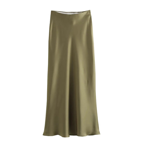 thanksgiving outfit Sonicelife 2024 Spring Women Fashion Skirts Solid Satin Silk Texture Tight Midi Skirt Woman Party Chic Elegant Women Mermaid Skirt