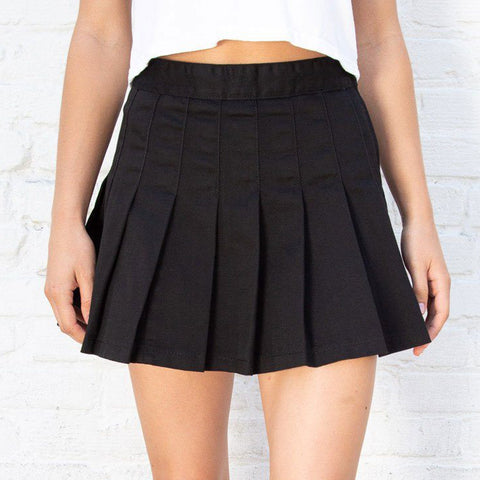 Sonicelife Vintage Classic Black Pleated Skirt Women Summer Solid High Waist Zipper Mini Skirts Female Simple Casual Y2k Short Faldas 2025