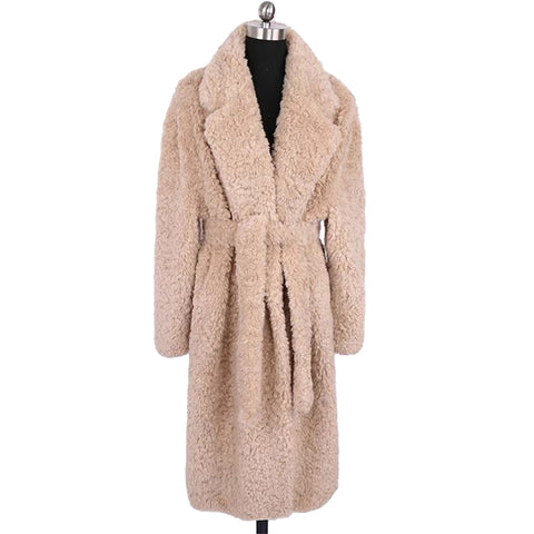 christmas outfit Sonicelife Spring Winter Long Oversized Thick Warm Soft Fuzzy Fluffy Faux Fur Coat Women with Sashes Loose Furry Overcoat 2025