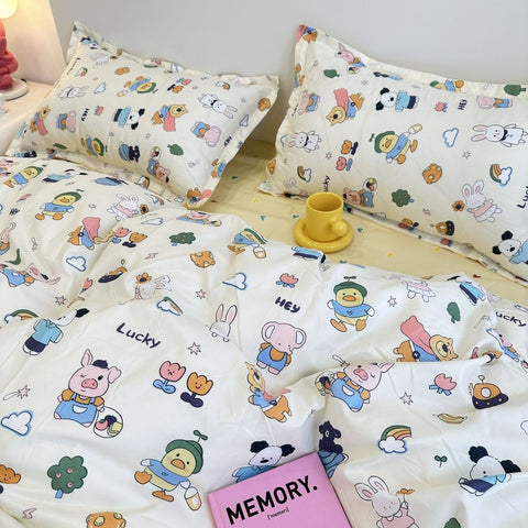 Sonicelife Purple Tulip Bedding Set INS Bed Linens Duvet Cover 150x200 Double Queen King Quilt Cover Soft Polyester Bedclothes Flat Sheets