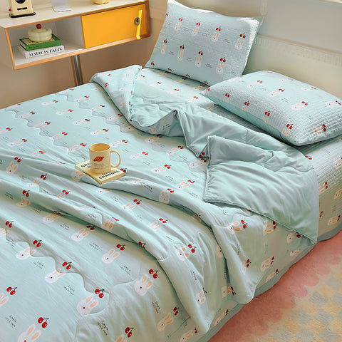 Sonicelife 2024 New Summer Water Washed Glutinous Cotton Summer Bedding Cover Set of Four Pieces