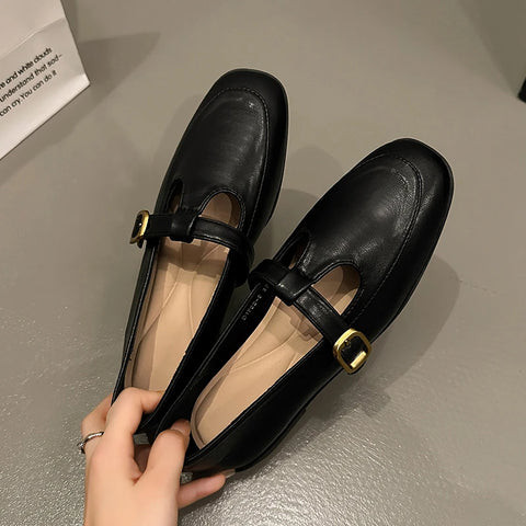 Sonicelife Fashion Women Loafers Ballet Dance Shoes Slip On Cross Strap  Black Beige Brown Flat Low Heels Autumn Spring Dress