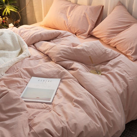 Sonicelife Nordic Princess Pink Bedding Set Girls Boys Single Double Size Flat Sheet Duvet Cover Pillowcase Bed Linens Home Textile
