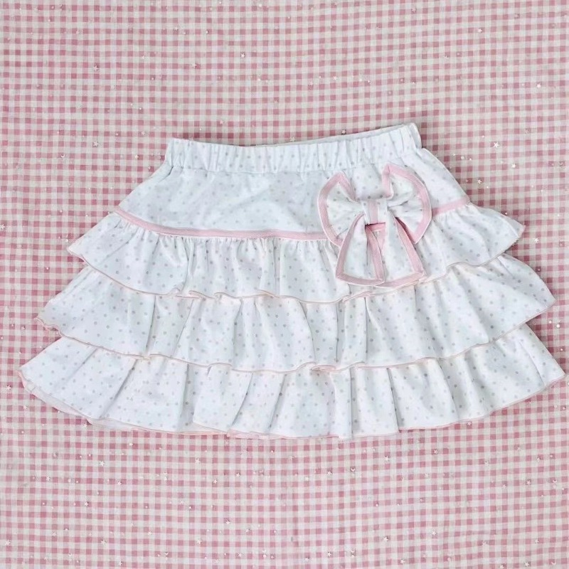 Sonicelife Japanese Sweet Pink Lolita Style Ruffles Cake Mini Skirt Women Polka Dot Print Short Skirt Girls Korean Kawaii Lace Bow Skirt