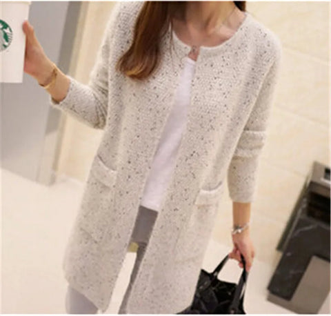 christmas outfit Sonicelife Women Spring Autumn Long Cardigan Sweater Coat Female 2025 Korean Fashion Long Sleeve Crochet Girl Knitted Jacket Tops