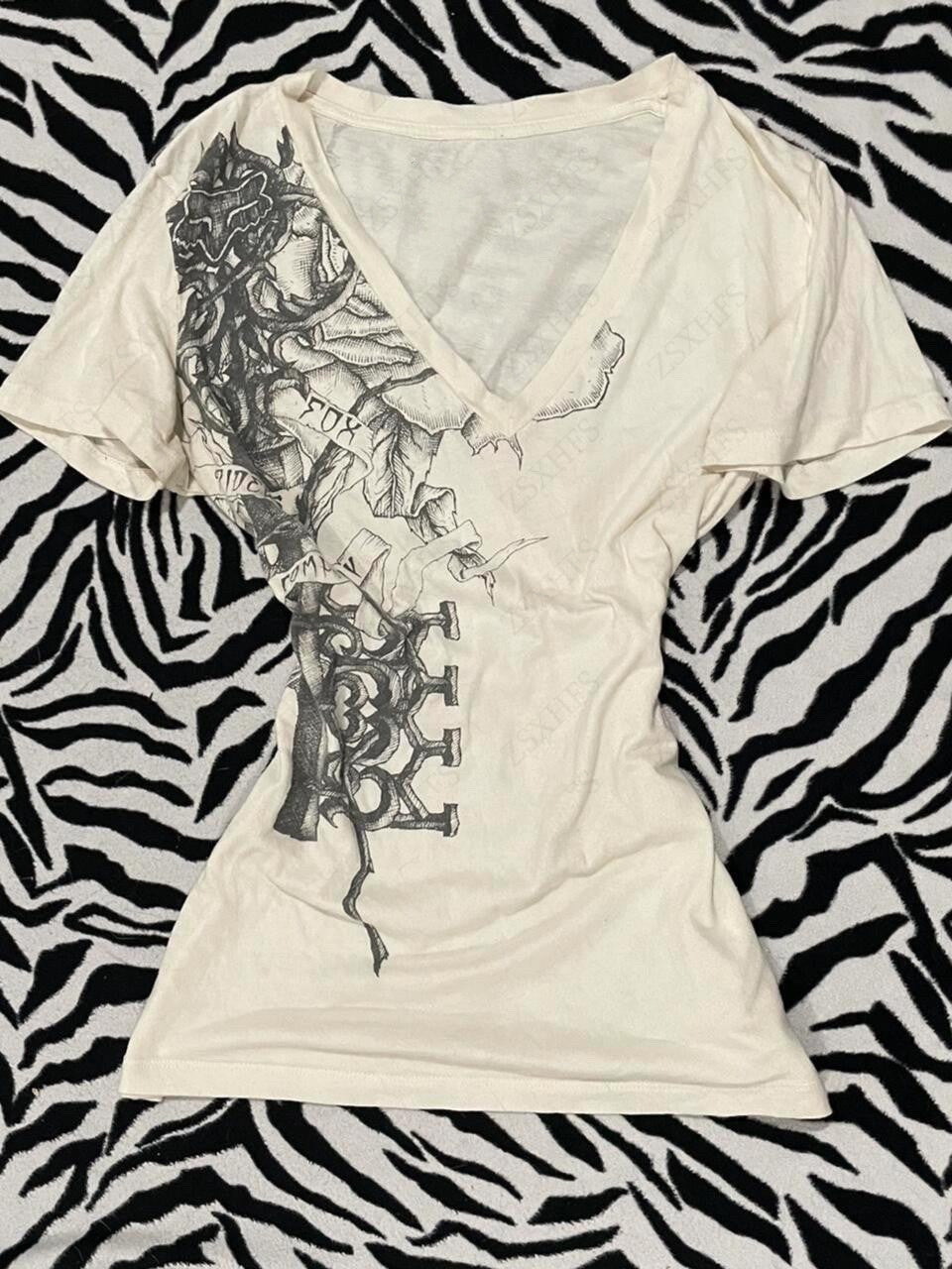 Sonicelife Streetwear Punk 90s Vintage Clothes Women's T shirt Casual Gothic Harajuku Short sleeve Graphic Tee Femme Aesthetic Crop Top Y2k
