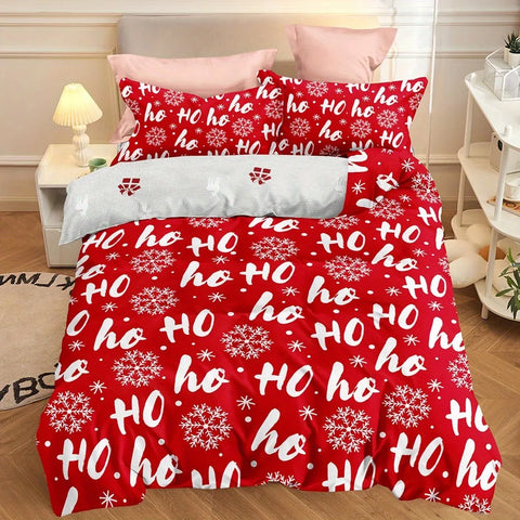 Sonicelife 3-Piece Christmas Theme Duvet Cover Set - Soft, Breathable, Comfortable Bedding with Vibrant Tree, Gingerbread Man, and Snowflak