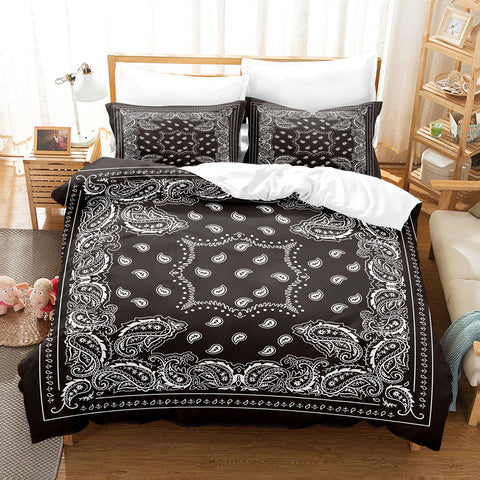 Sonicelife 3pcs Bohemian Style Polyester Duvet Cover Set 3D Print Bedding Set, Soft Comfortable Paisley Duvet Cover