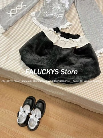 Sonicelife Elegant Sweet Outfits 2 Piece Set Women Cute Bow Print Off Shoulder Tops + Y2k Higt Waist Shorts Autumn Japanese Fashion Set New