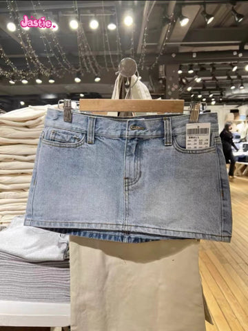 Sonicelife Casual Women Blue Denim Mini Skirts Summer Vintage High Waist Pockets A-line Skirts Female Y2k Streetwear Slim Bottoms 2025