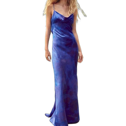 Sonicelife Women's Camisole Dress with V-neck and Backless Lace Up Design Fashionable and Sexy Commuting Temperament Midi Dress New