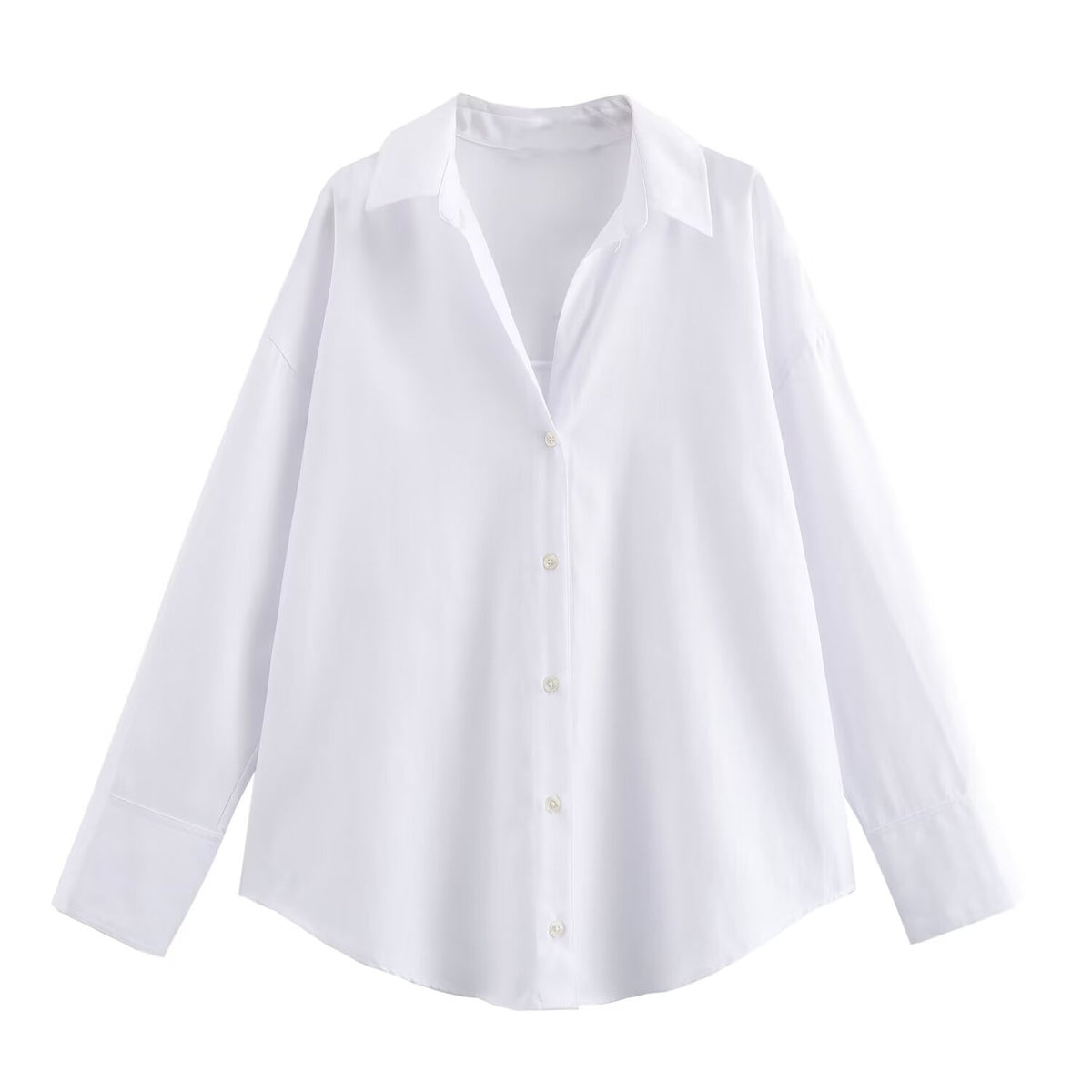 Sonicelife Women's Cotton Long Sleeved Shirt Single Breasted Solid Stripe Casual Oxford New