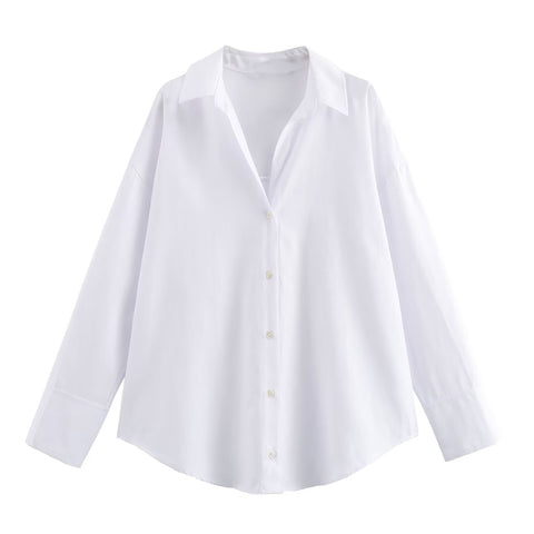 Sonicelife Women's Cotton Long Sleeved Shirt Single Breasted Solid Stripe Casual Oxford New