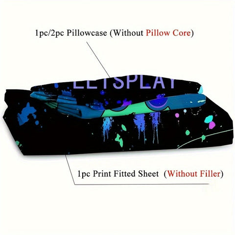 Sonicelife Painted Player Game Controller Print Fitted Sheet Set Mattress Cover Bedding Comfortable Breathable Bedding Set With Deep Pocket