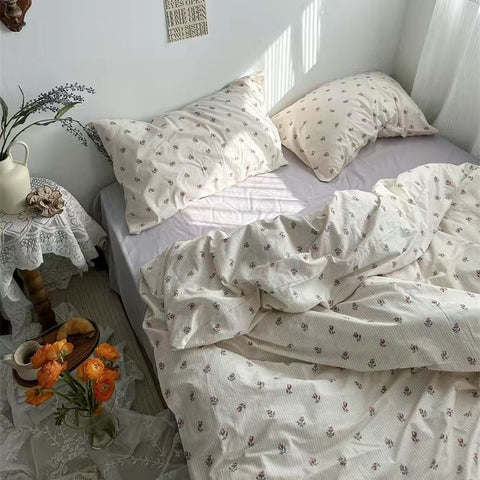 Sonicelife Ins Cream Cherry Bedding Set Cartooon Fruit Duvet Cover Polyester high quality Linen Bedroom Decor Home Textile For Girls Kids