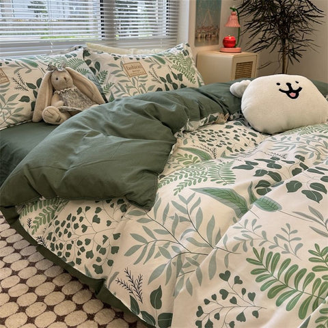 Sonicelife Pastoral Floral Rose Bedding Sets Flat Bed Sheet Duvet Cover Single Double Full Queen King Bedclothes Ins Pure Bedroom Linen