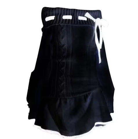Sonicelife Solid color bow decoration dress fashion lace edge casual Y2K top emotional girl urban beauty chic slim sweet street women dress