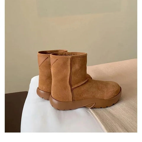 Sonicelife 2024 High Quality Ladies Shoes Slip-on Women's Boots Fashion Short Plush Daily Boots Women Hot Sale Round Toe Solid Snow Boots