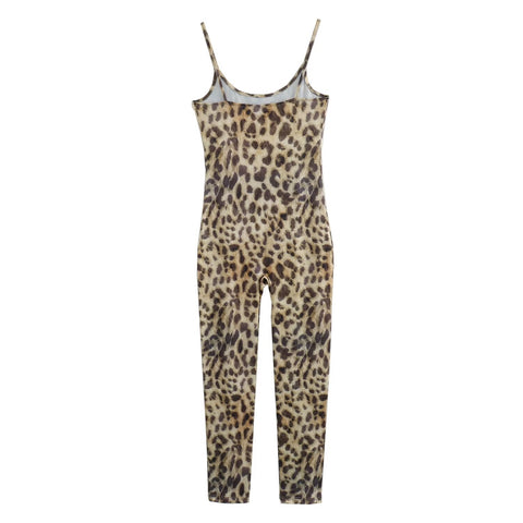 Sonicelife Leopard print jumpsuit with small V-neck fashionable and sexy temperament versatile slim fit and slimming pants new design