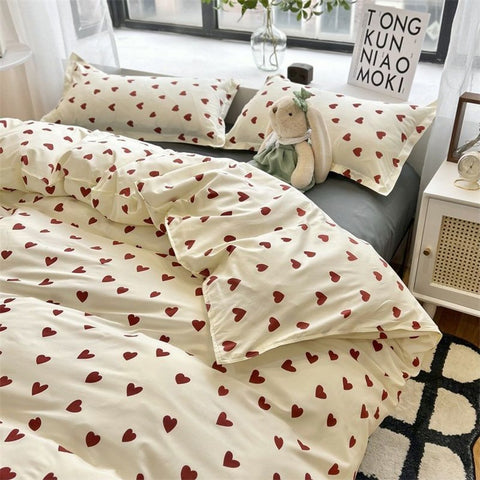 Sonicelife Cute Rabbit Bedding Set Flat Sheet Duvet Cover Pillowcases Single Double Queen Size Bed Linen Boys Girls Home Textile