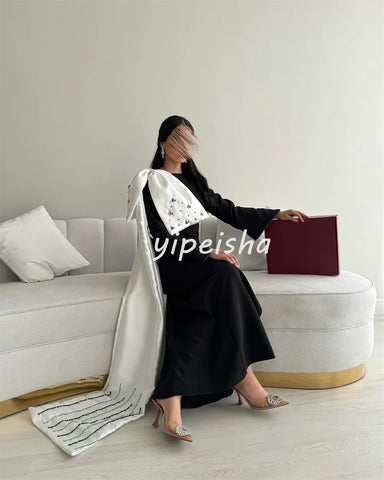 Sonicelife Customized Elegant Fashion Jersey Beading Rhinestone Bow A-line Scoop Neck Long Dresses Bespoke Occasion Dresses Classic Casual (PRE-ORDER)