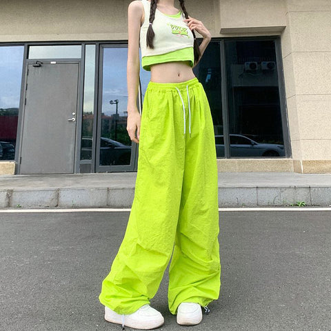 Sonicelife Y2K Cargo Pants Women Korean Streetwear Oversize Casual Straight Trousers Ladies Summer Fashion Harajuku Sports Pants New