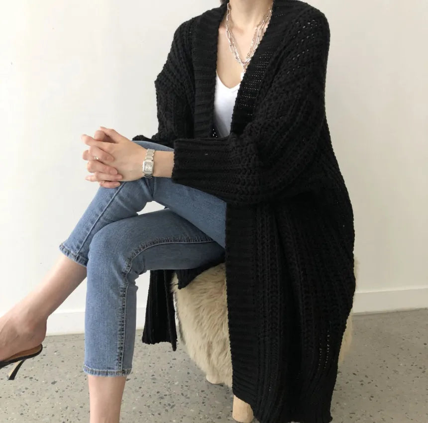 christmas outfit Sonicelife Autumn Winter Women's Solid Knitting Long Cardigan Fashion Women Warm Long Sleeve Sweater Coat