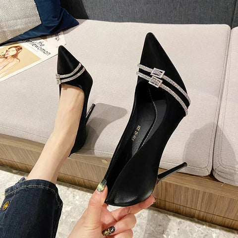 Sonicelife Sexy High Heels Women Shoes Crystal Luxury Pointed Toe Dress Shoes Summer Sandals 2024 Spring Designer Party Femme Zapatos Pumps