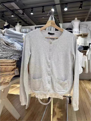 Sonicelife Gray Single Breasted Autumn Women Sweater Round Neck Solid Color Simpler Tops Woman Versatile Casual Knitting Pullovers New