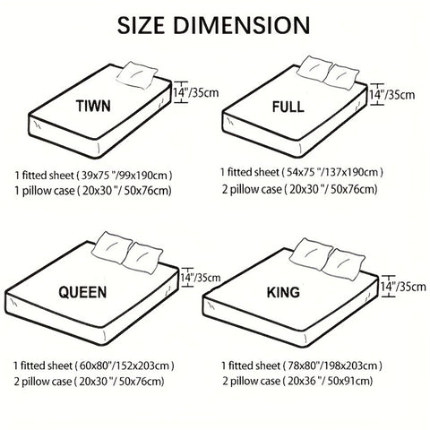 Sonicelife Fashion Cell Geometric Print Fitted Sheet Set Mattress Cover Bedding Soft Breathable Bedding Set with Deep Pocket for Bedroom