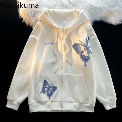 Sonicelife 2025 Women Clothing Y2k Hoodies Jackets Streetwear BF Casual Sweatshirts Oversized Tops Chic Hooded Butterfly Hoodie Ropa Mujer