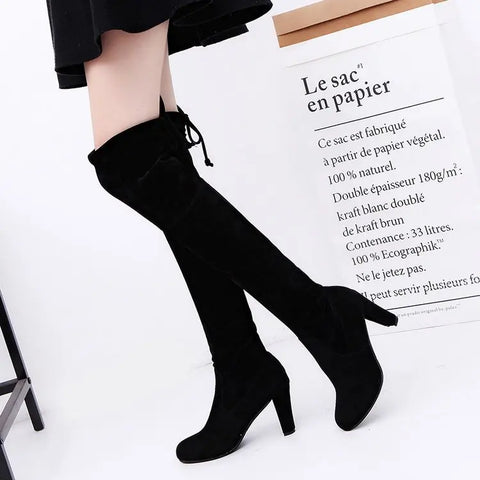 Sonicelife Over The Knee Women Boots Botas Mujer Invierno 2024 New In Stretch Fabrics High Heel Slip on Shoes Pointed Toe Long Botte Femme