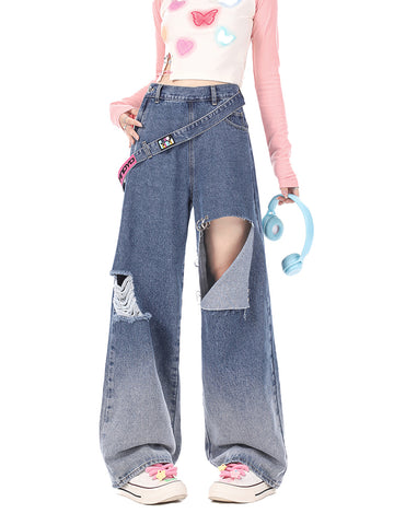 Sonicelife 2025 Summer New AmericanRetro Straight Slim Denim Pants Women Causal Y2k 2000s Harajuku Stretwaer High Waist Loose Long Jeans