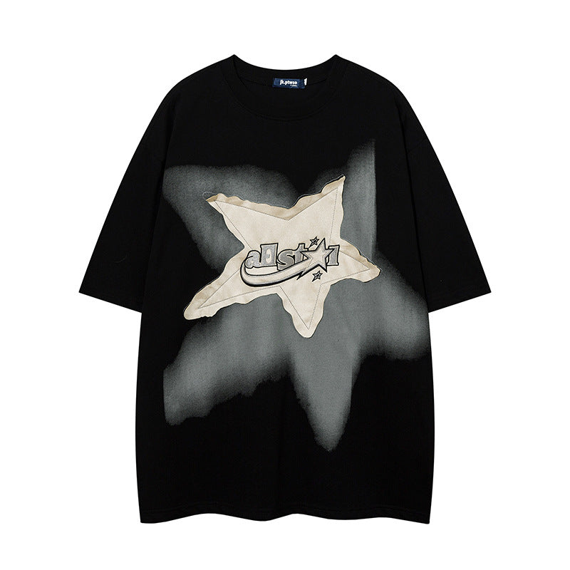 Sonicelife Star Patch Oversized Short Sleeve Tee