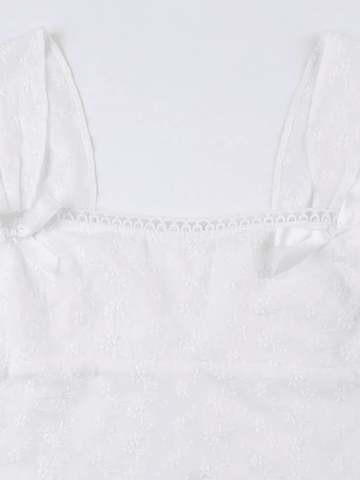 Sonicelife-Embroidered Bow Lace Stitching Tank Top