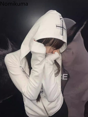 Sonicelife 2025 Women Clothing Streetwear Hoodie Ropa Mujer Tunic Fashion Korean Sweatshirts Jackets Hooded Casual Zipper Y2k Hoodies Tops